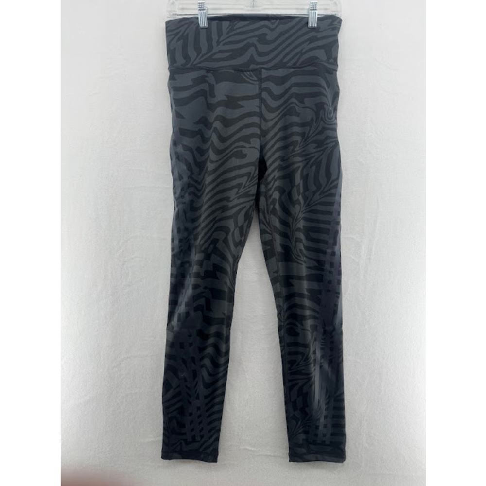 Adidas Size Large Womens Leggings Tight Fit Animal Print Black/Gray